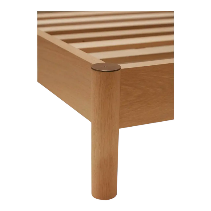 Nismaaya Jakayla Oak Wood and Boucle Fabric Bed