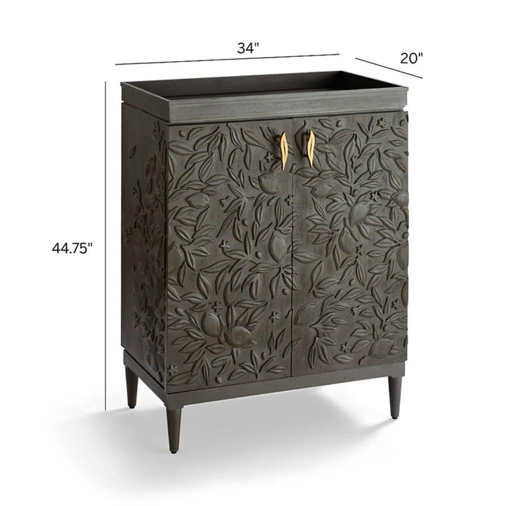 Andrei Mango Wood Bar Cabinet In Charcoal