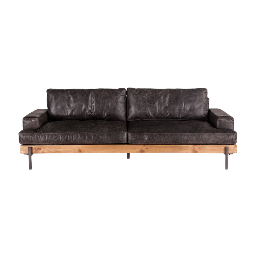 Aelle 2 Seater Leather Sofa Black 3