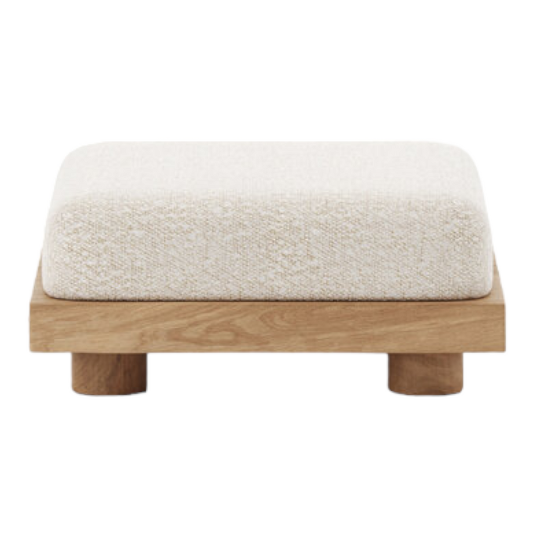 Aimo Oak Wood Ottoman – Nismaaya Decor - Main Image
