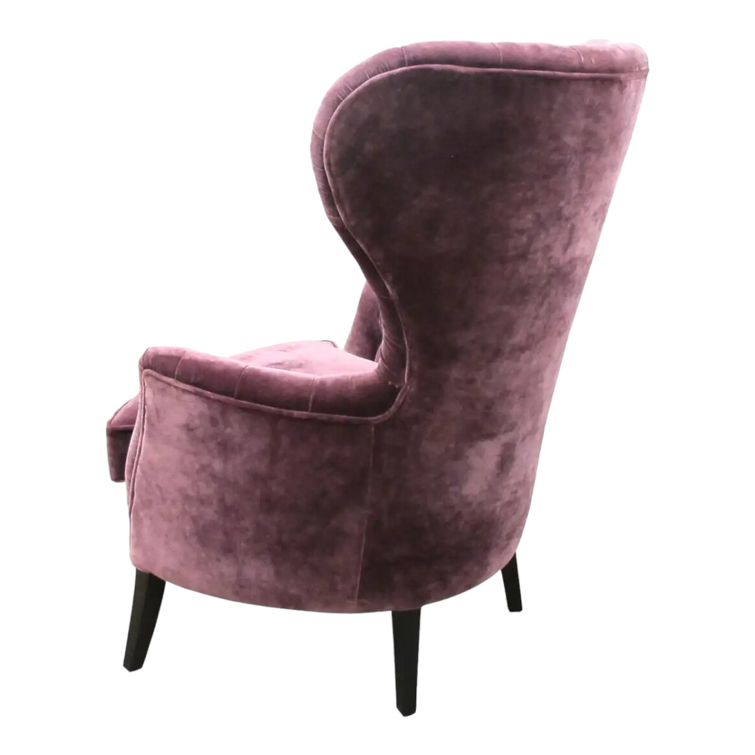 Purple velvet wingback chair deals