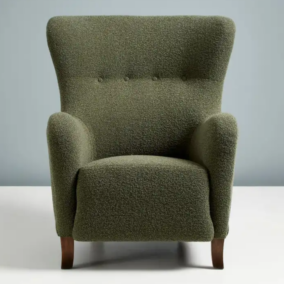 Nismaaya Aldram Wing Chair Green nismaayadecor
