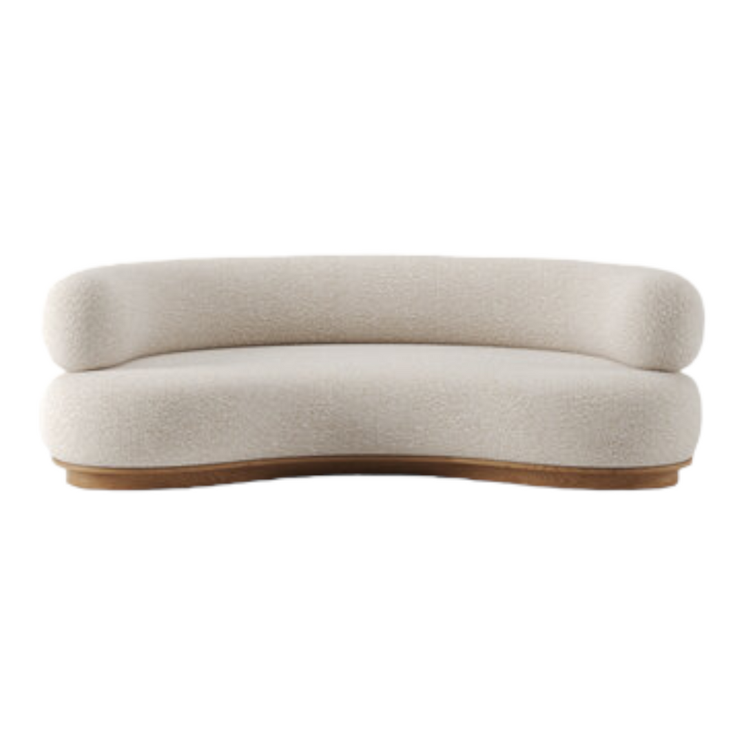 Balwina 2 Seater Sofa Oak Wood & Fabric 1