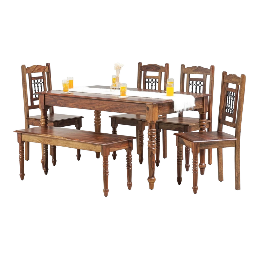 Bean 6 Seater Dining Set With 4 Chairs & Bench 2