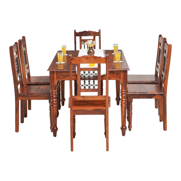 Bean 6 Seater Dining Set With Chairs Honey 4