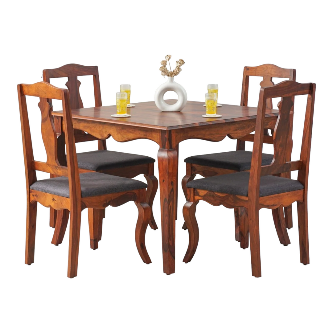 Calvine 4 Seater Dining Set With Chairs Honey 1