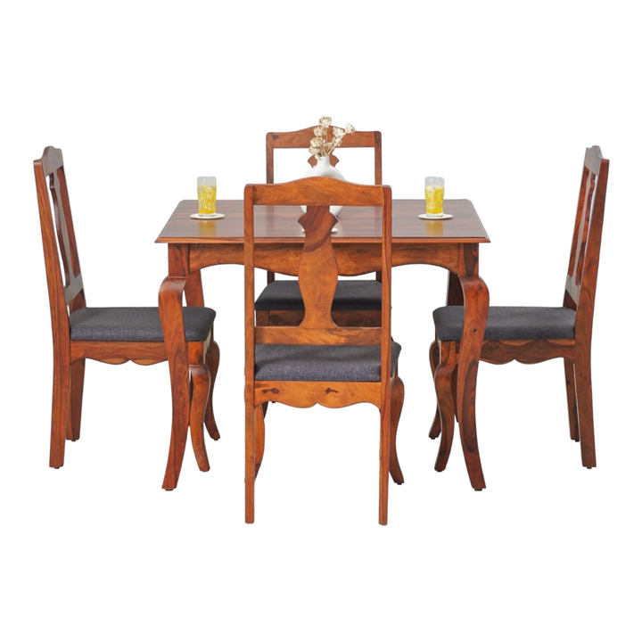 Calvine 4 Seater Dining Set With Chairs Honey 2