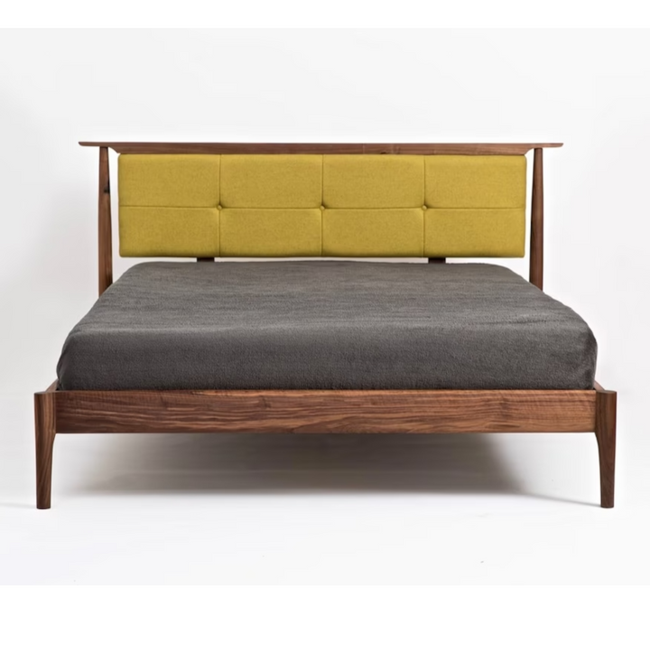 Dacian Walnut Wood Upholstered Headboard King Size Bed 4