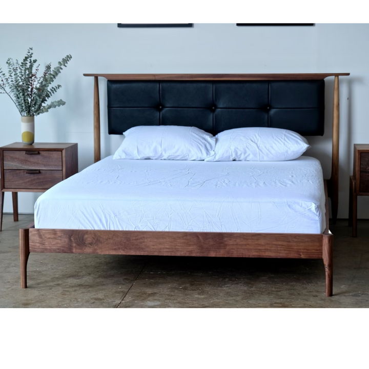 Dacian Walnut Wood Upholstered Headboard King Size Bed 3
