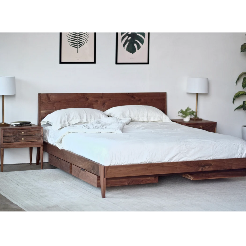 Dae Walnut Wood With Storage King Size Bed 2