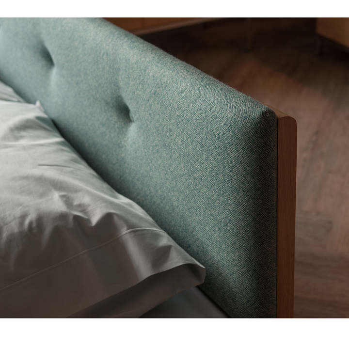 Dai Oak Wood Upholstered Headboard King Size Bed 6