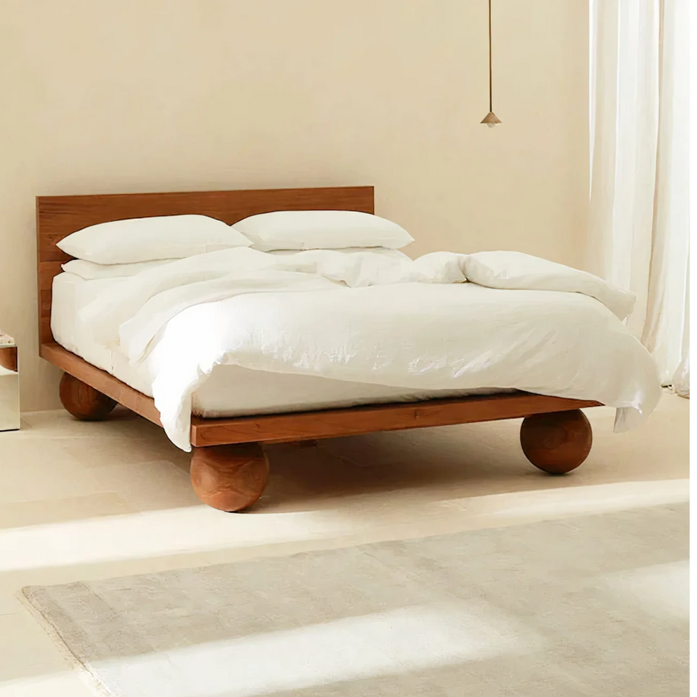 Jakai Oak Wood King Size Bed 2